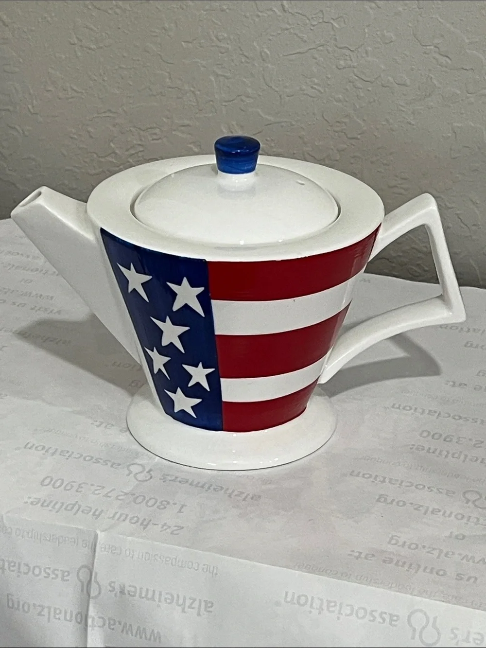 Brian Wood VTG Highly Limited Edition Art Deco Patriotic Ceramic Teapot Signed